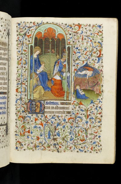 Adoration of the Kings; St. John and angel with sickle, from a Book of Hours by Master of the Rohan Hours